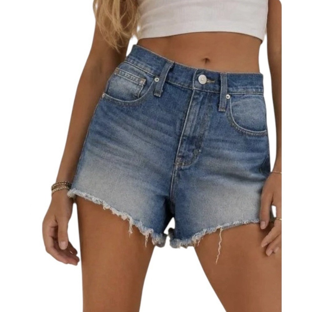 Madewell Jean Shorts Women's Size 26 Blue High Rise Denim Shorts Stretch